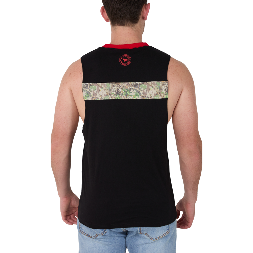 Ringers Western Mens Backcountry Stripe Muscle Tank  (125215RW)  Black/Camo