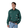 Ringers Western Mens Barrelman Full Button L/S Work Shirt (125035RW) Pine Front