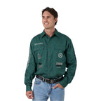 Ringers Western Mens Barrelman Full Button L/S Work Shirt (125035RW) Pine Front