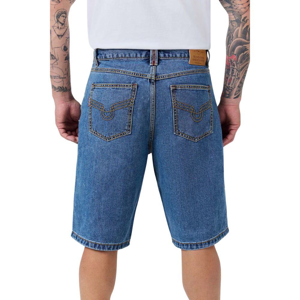 Ringers Western Mens Bodie Denim Shorts (125157RW)  Mid Blue
