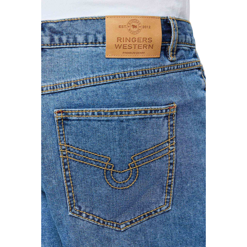 Ringers Western Mens Bodie Denim Shorts (125157RW)  Mid Blue