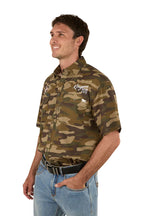 Ringers Western Mens Bull Dodger Full Button S/S Work Shirt (125012RW) Camo