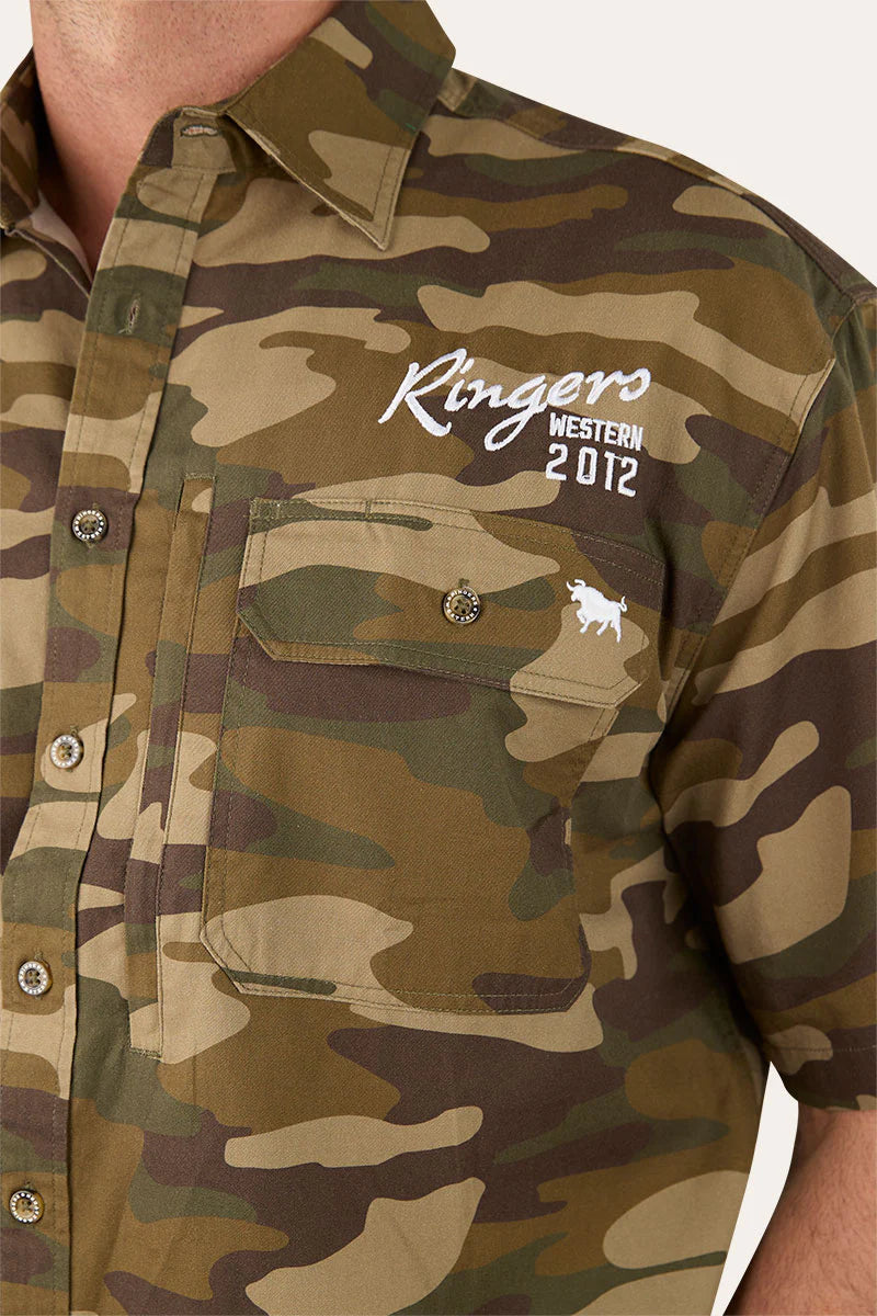 Ringers Western Mens Bull Dodger Full Button S/S Work Shirt (125012RW) Camo
