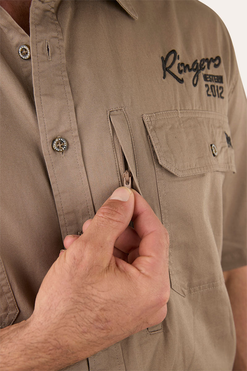 Ringers Western Mens Bull Dodger Full Button S/S Work Shirt (125012RW) Mushroom