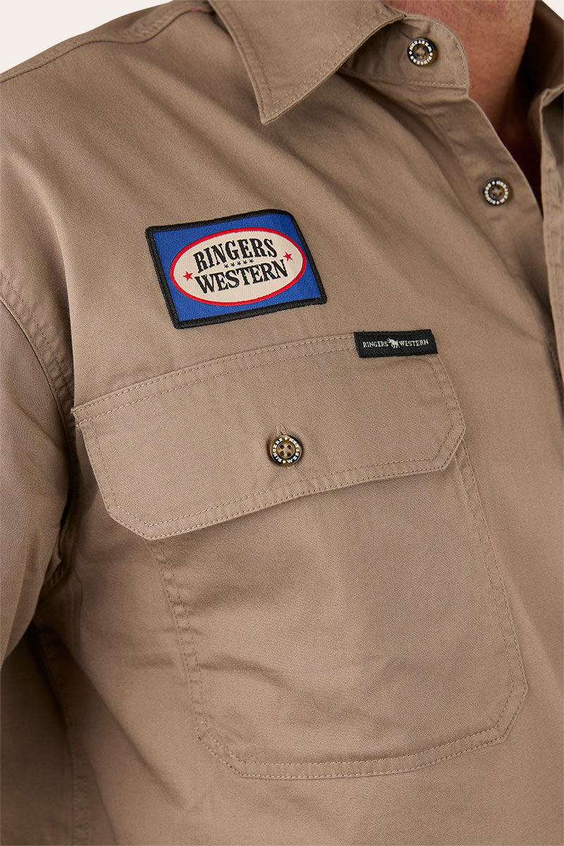 Ringers Western Mens Bull Dodger Full Button S/S Work Shirt (125012RW) Mushroom