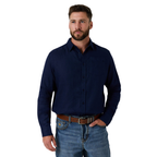 Ringers Western Mens Fieldstone L/S Linen Shirt (125173RW)  Navy