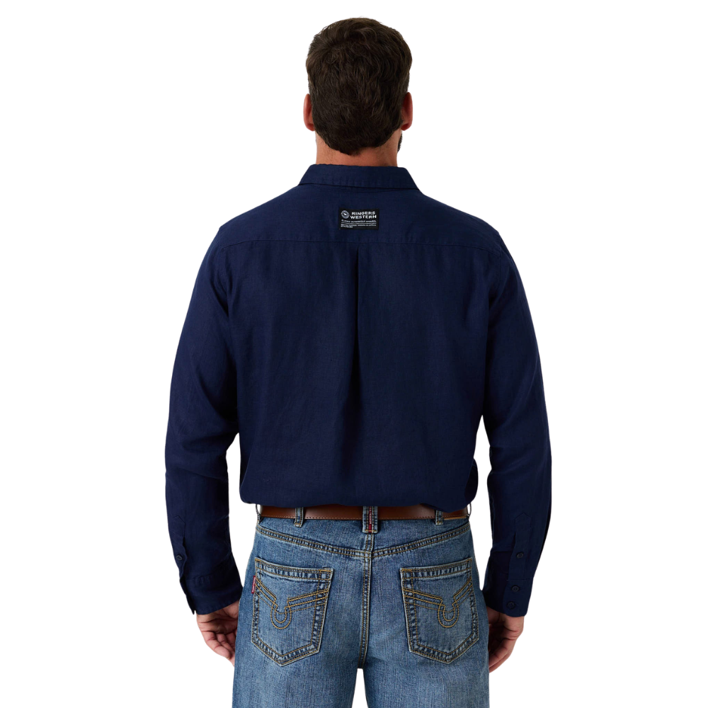 Ringers Western Mens Fieldstone L/S Linen Shirt (125173RW)  Navy