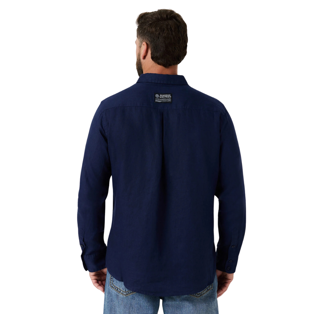 Ringers Western Mens Fieldstone L/S Linen Shirt (125173RW)  Navy