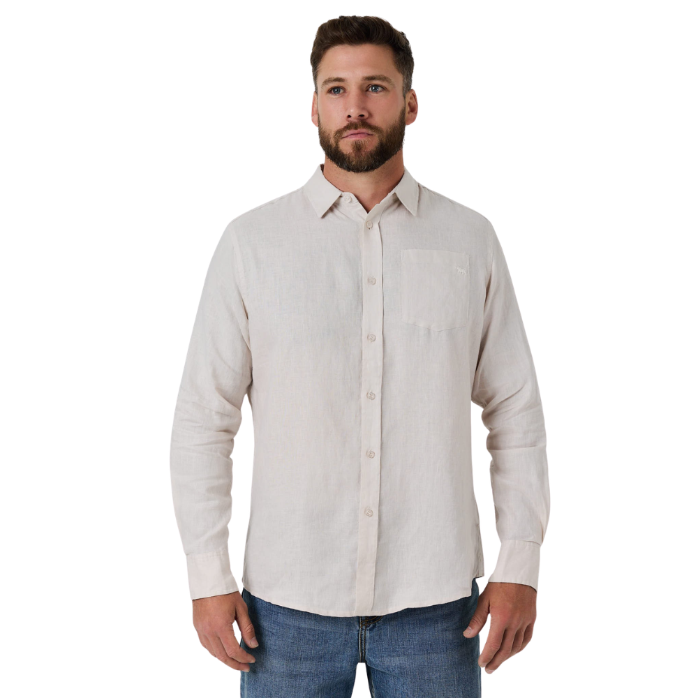 Ringers Western Mens Fieldstone L/S Linen Shirt (125173RW)  Sand