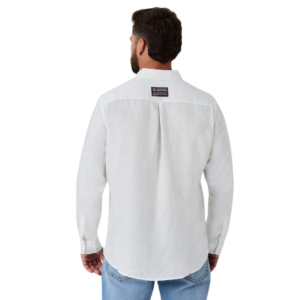 Ringers Western Mens Fieldstone L/S Linen Shirt (125173RW)  White