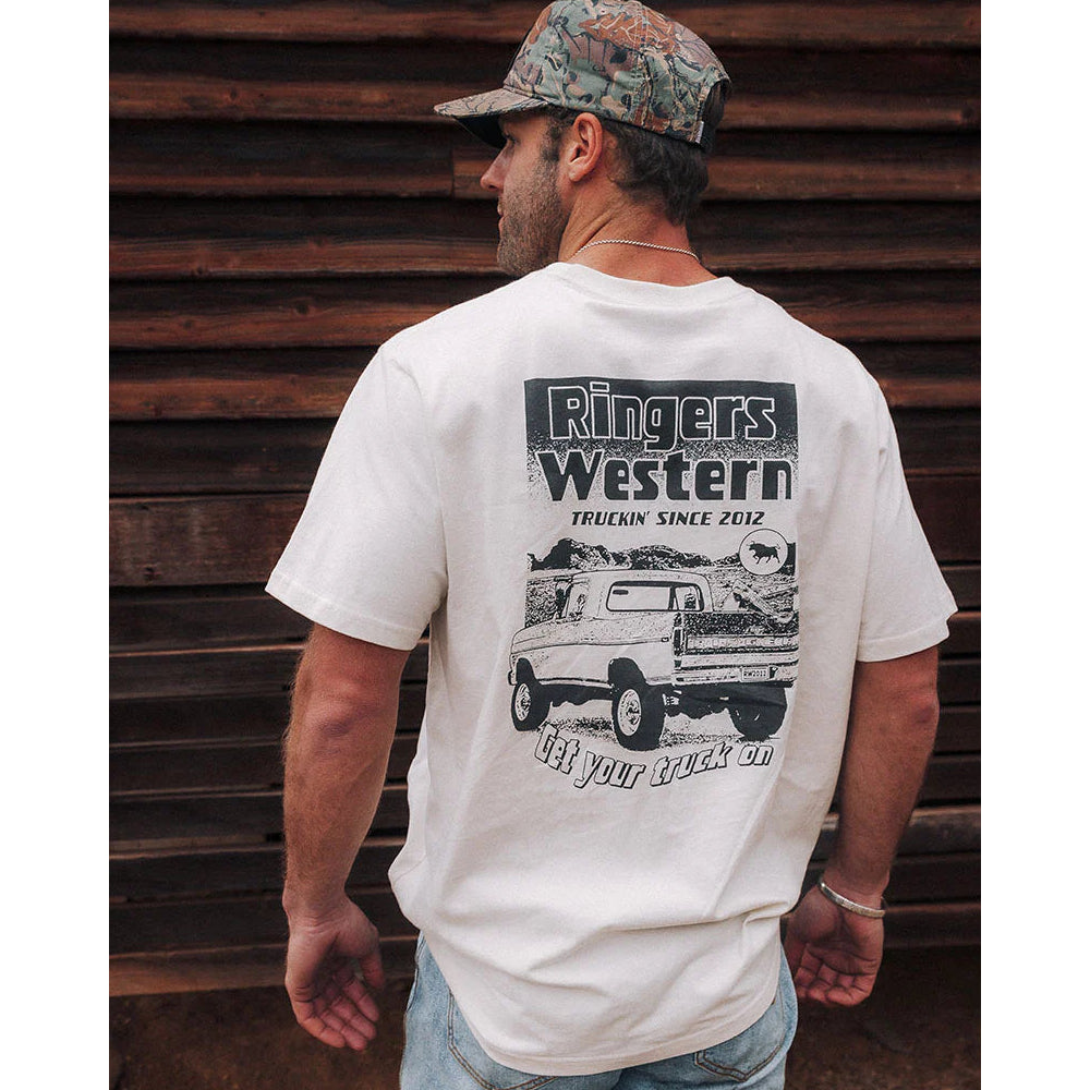 Ringers Western Mens Get Your Truck On Mens Loose Fit S/S Tee (125040RW) Off White