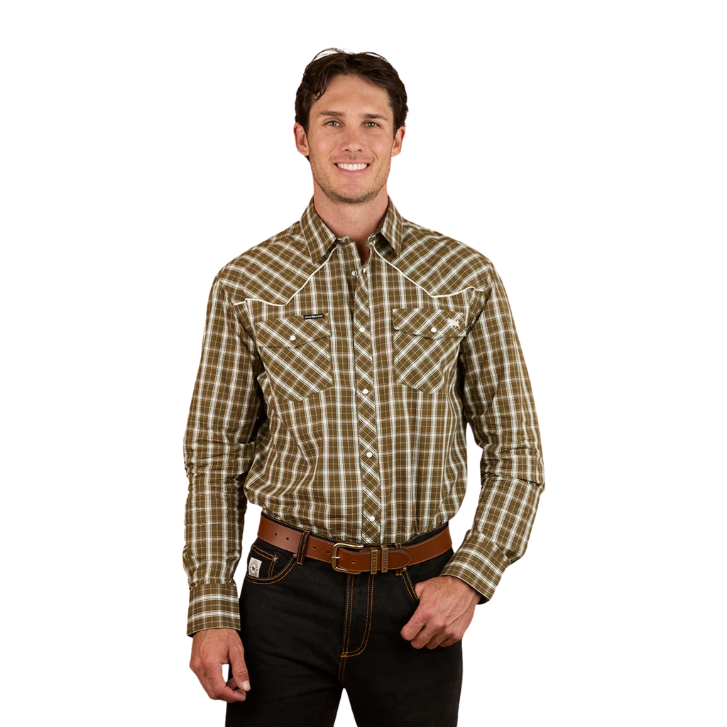 Ringers Western Mens Greenhide L/S Western Shirt (125047RW) Olive