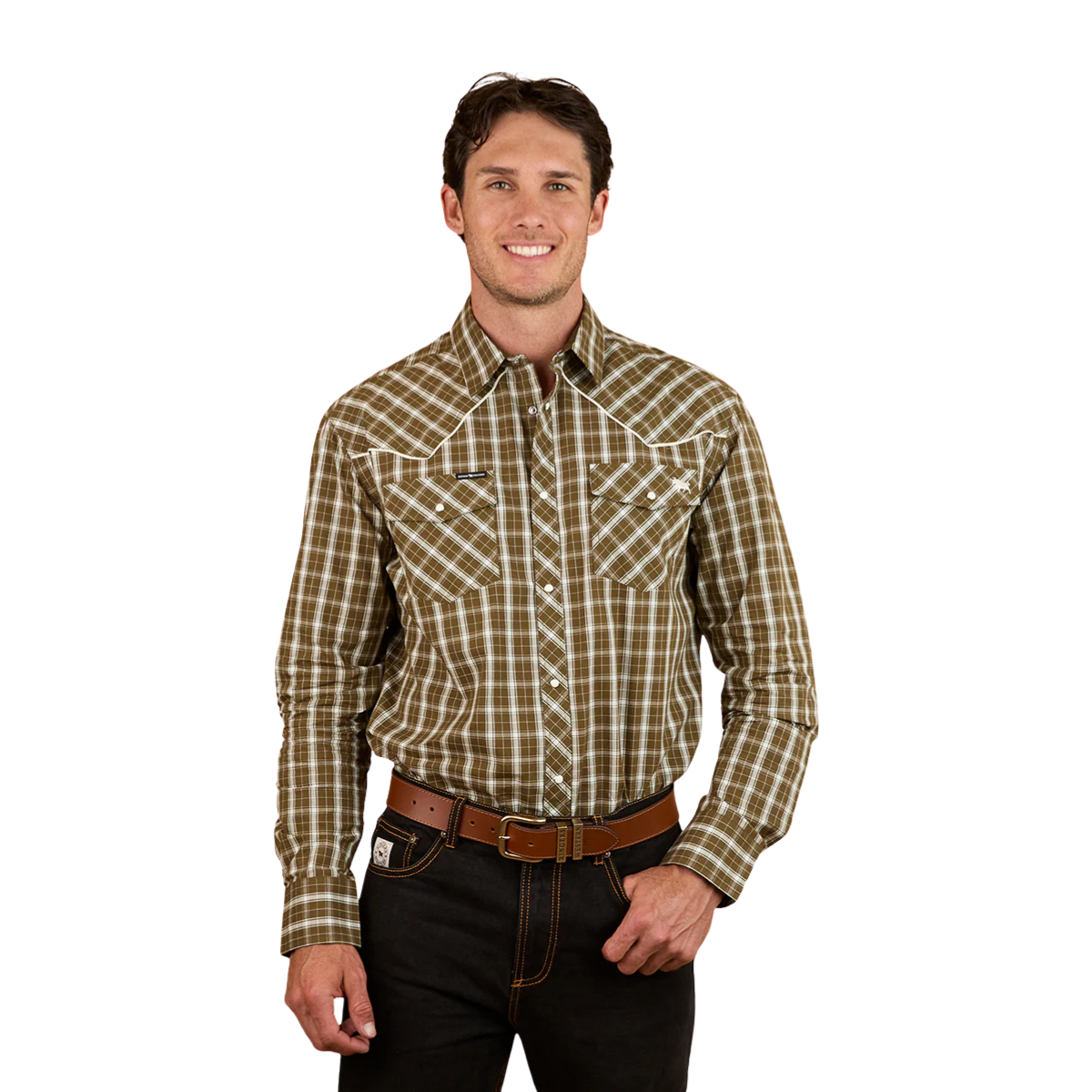 Ringers Western Mens Greenhide L/S Western Shirt (125047RW) Olive
