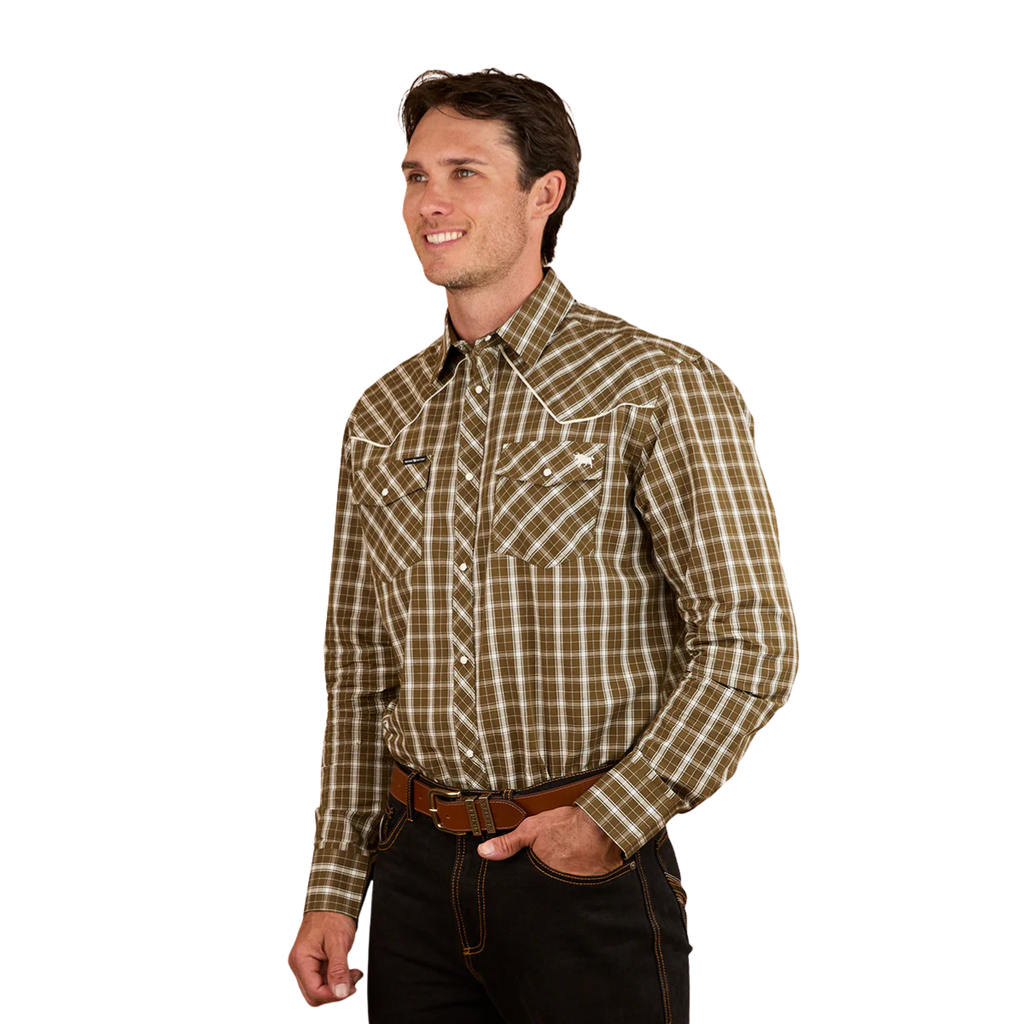 Ringers Western Mens Greenhide L/S Western Shirt (125047RW) Olive