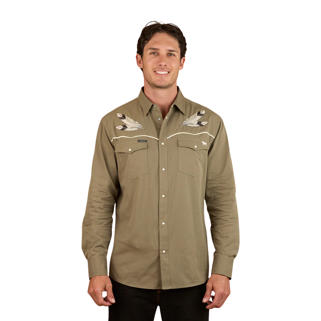 Ringers Western Mens Hank L/S Western Shirt (125049RW) Charcoal/Military Green