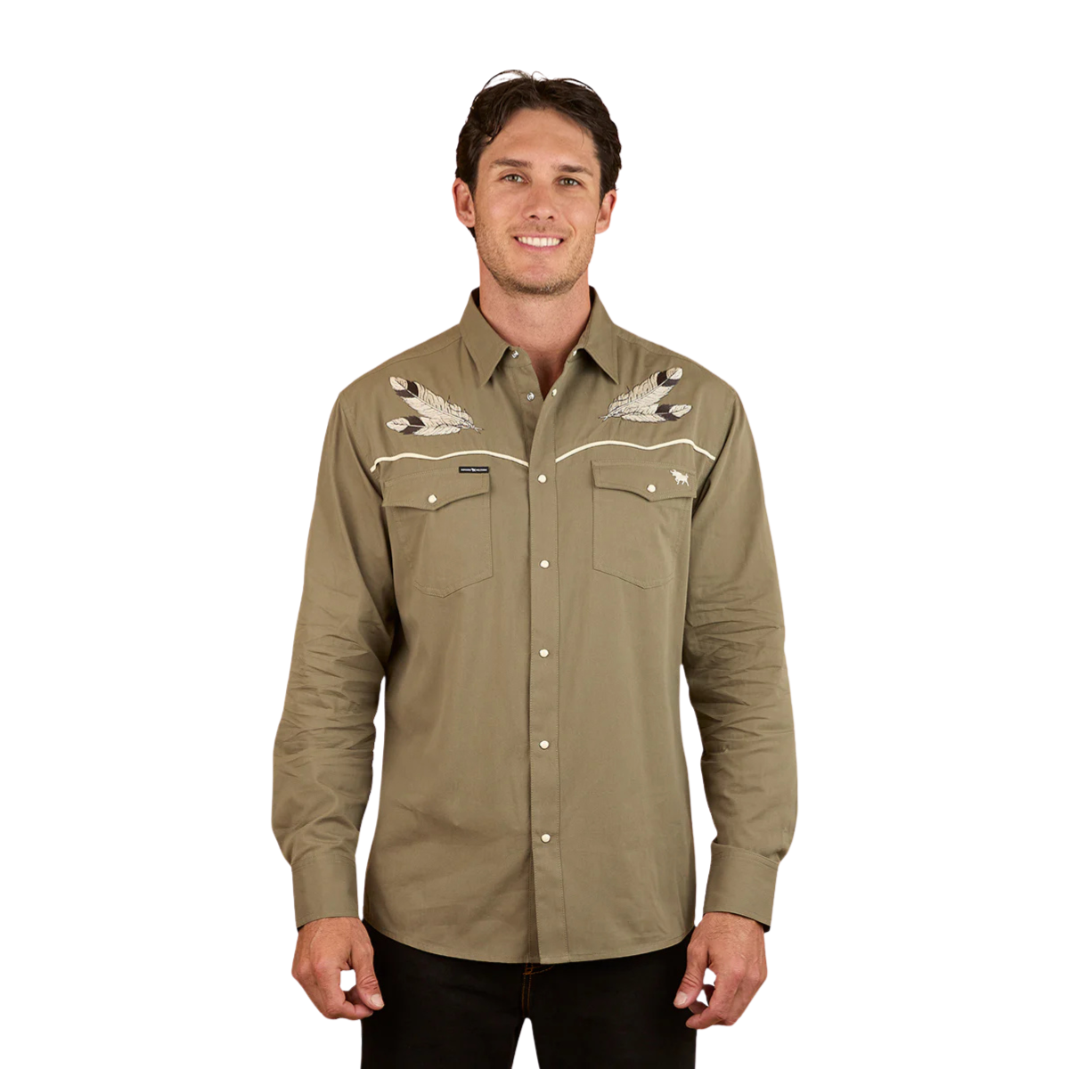 Ringers Western Mens Hank L/S Western Shirt (125049RW) Charcoal/Military Green