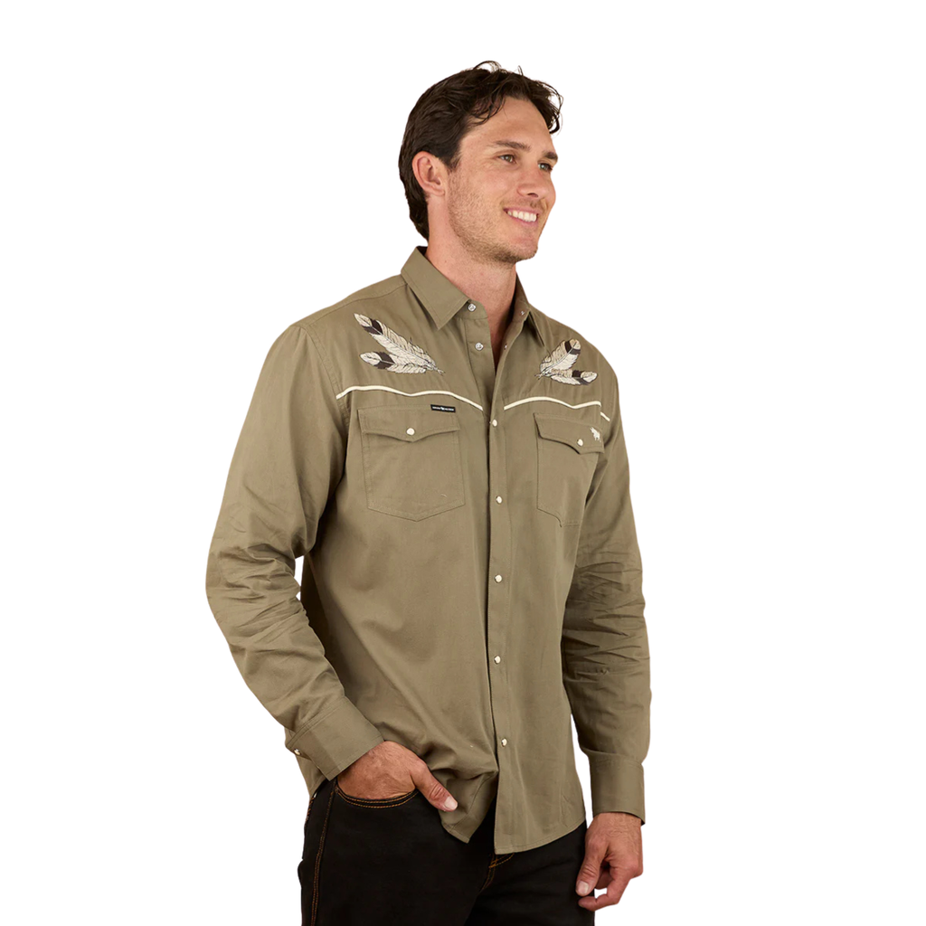 Ringers Western Mens Hank L/S Western Shirt (125049RW) Charcoal/Military Green