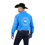 Ringers Western Mens Hawkeye Full Button Embroidered Work Shirt (118110002) Blue