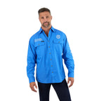 Ringers Western Mens Hawkeye Full Button Embroidered Work Shirt (118110002) Blue