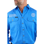 Ringers Western Mens Hawkeye Full Button Embroidered Work Shirt (118110002) Blue