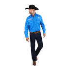 Ringers Western Mens Hawkeye Full Button Embroidered Work Shirt (118110002) Blue