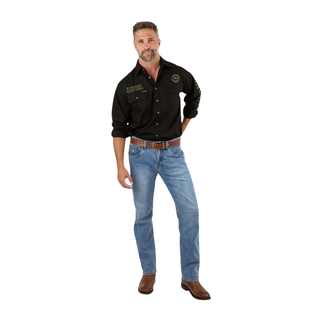 Ringers Western Mens Hawkeye Full Button L/S Work Shirt  (118110002) Black/Camo