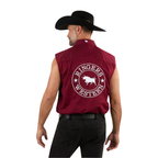 Ringers Western Mens Hawkeye Full Button Sleevless Work Shirt  (120210991) Burgundy/White Embroidery