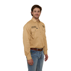 Ringers Western Mens Hawkeye Half Button L/S Work Shirt  (123094RW) Dark Sand