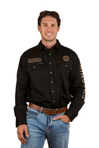 Ringers Western Mens Hawkeye Printed Full Button L/S Work Shirt (125093RW) Black/Clay