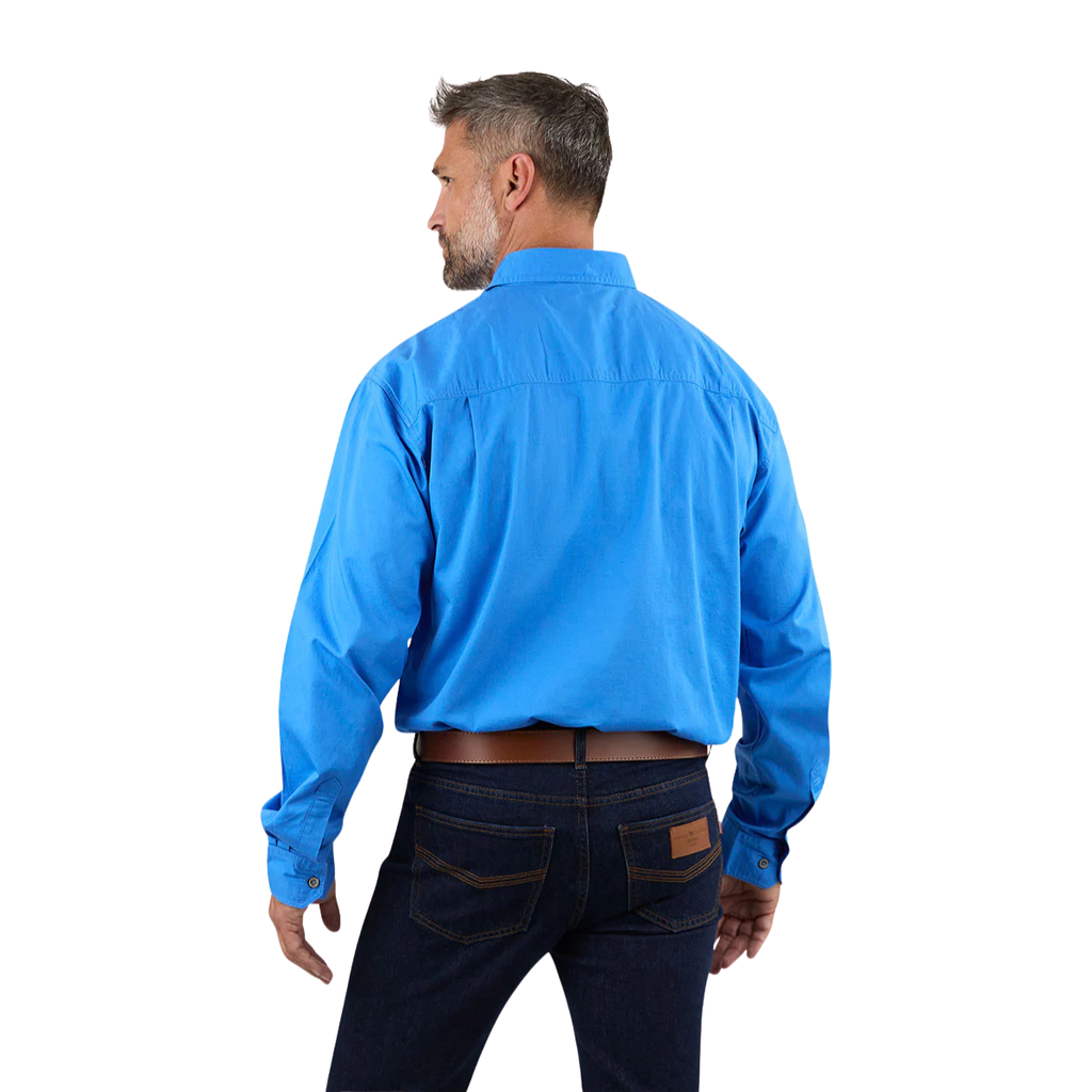 Ringers Western Mens King River Full Button L/S Work Shirt (171110001) Blue
