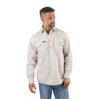 Ringers Western Mens King River Half Button L/S Work Shirt (171110002) Beige