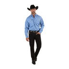 Ringers Western Mens King River Half Button L/S Work Shirt (171110002) Denim Blue