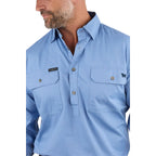 Ringers Western Mens King River Half Button L/S Work Shirt (171110002) Denim Blue