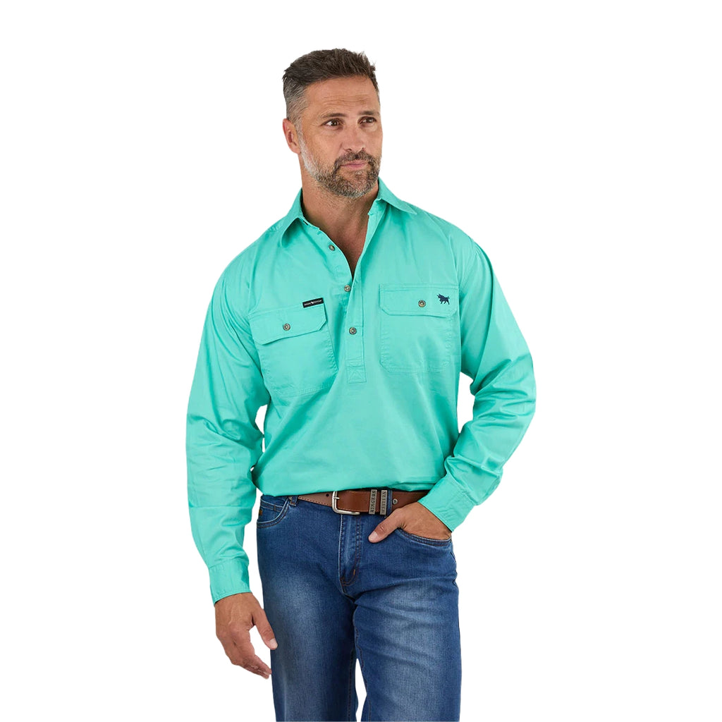 Ringers Western Mens King River Half Button L/S Work Shirt (171110002) Mint