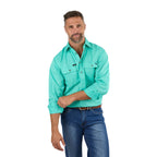 Ringers Western Mens King River Half Button L/S Work Shirt (171110002) Mint