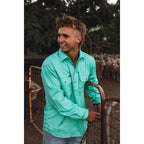 Ringers Western Mens King River Half Button L/S Work Shirt (171110002) Mint