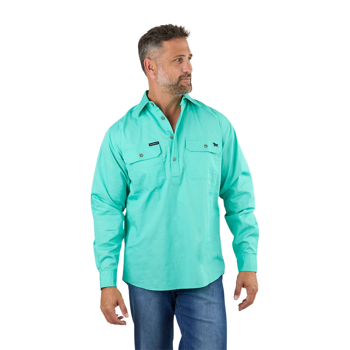Ringers Western Mens King River Half Button L/S Work Shirt (171110002) Mint