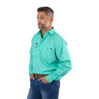 Ringers Western Mens King River Half Button L/S Work Shirt (171110002) Mint