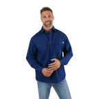 Ringers Western Mens King River Half Button Work Shirt (171110002) Navy