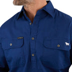 Ringers Western Mens King River Half Button Work Shirt (171110002) Navy