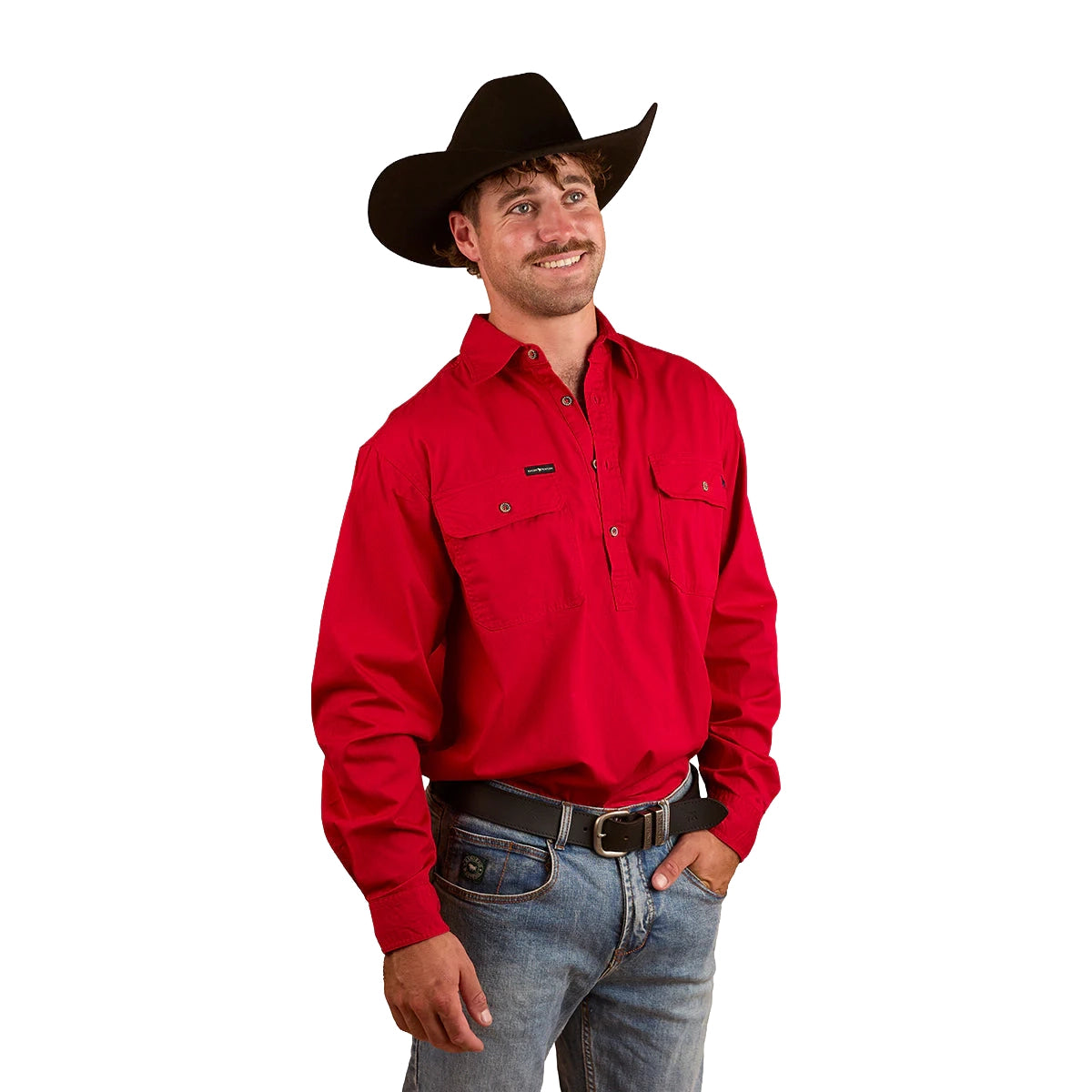Ringers Western Mens King River L/S Half Button Workshirt (171110002) Red [SD]