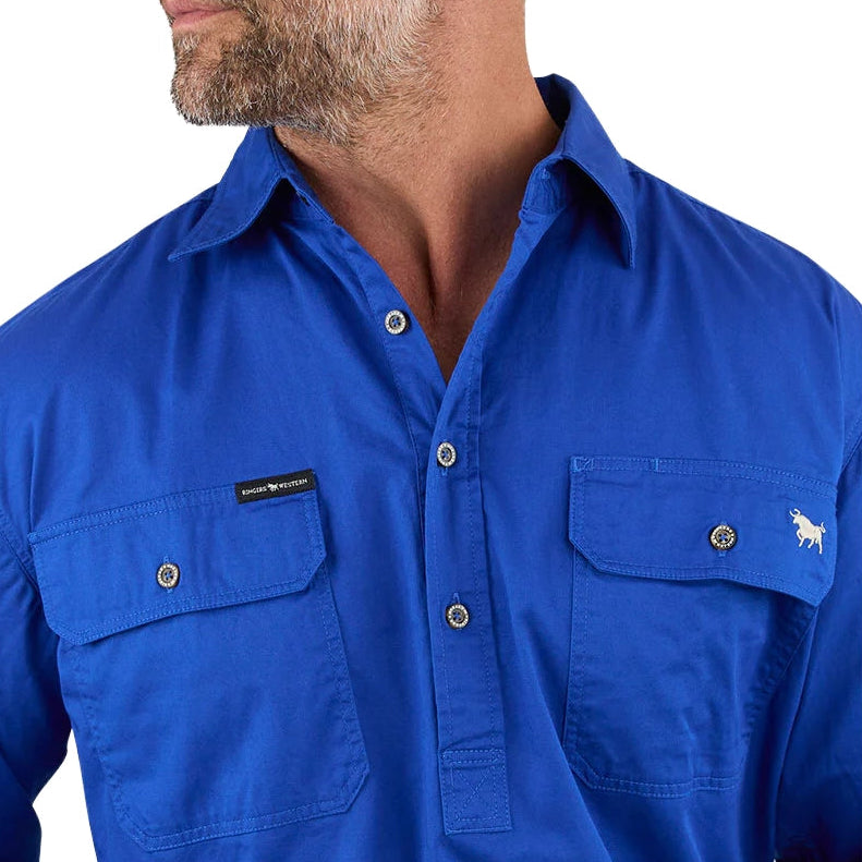 Ringers Western Mens King River Half Button Work Shirt (171110002) Royal