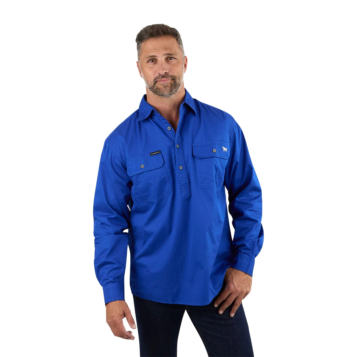 Ringers Western Mens King River Half Button Work Shirt (171110002) Royal