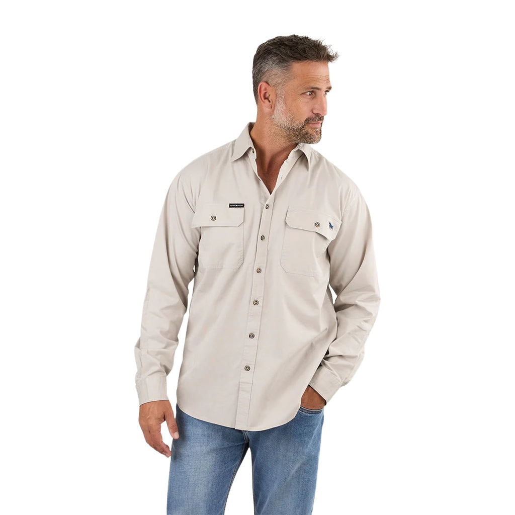 Ringers Western Mens King River Full Button Work Shirt (171110001) Beige
