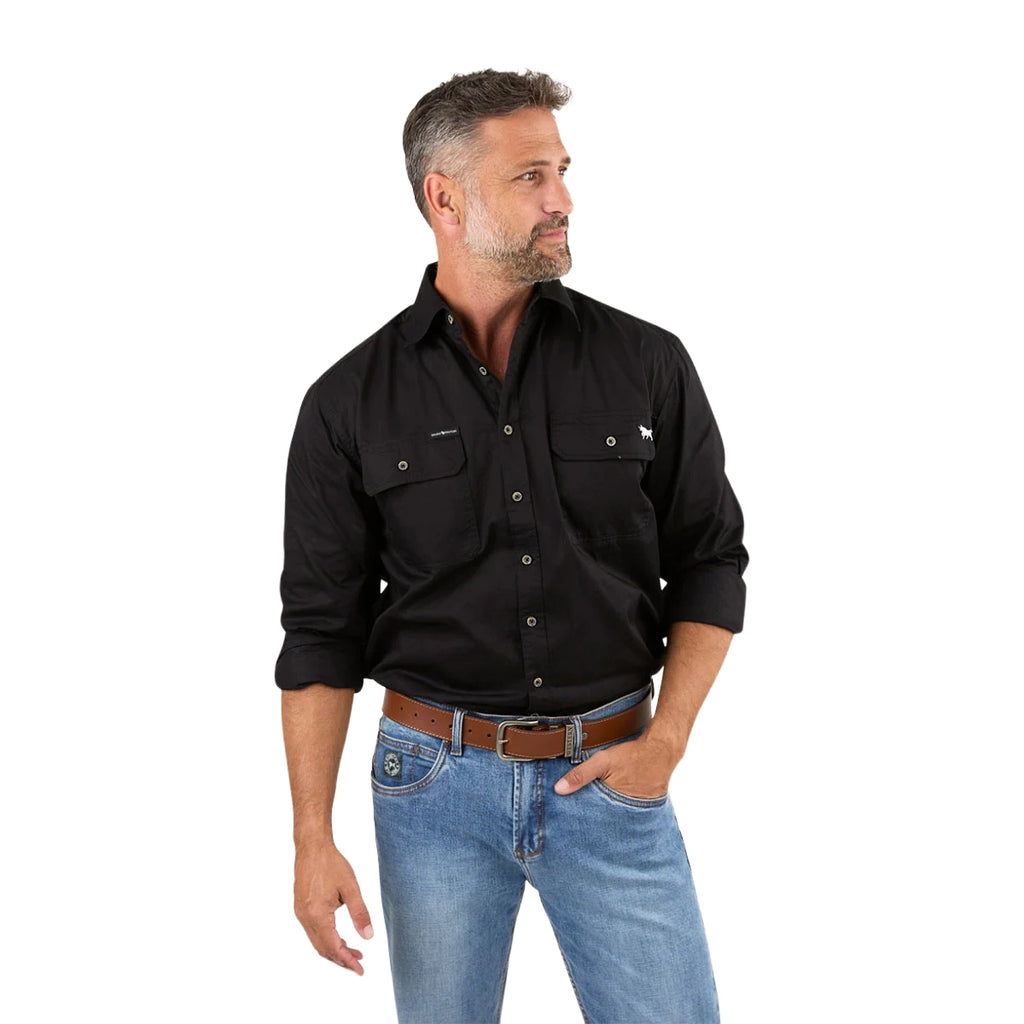 Ringers Western Mens King River L/S Full Button Workshirt (171110001) Black