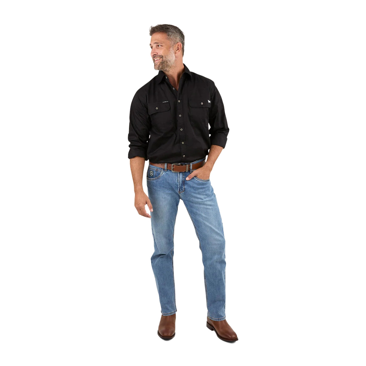 Ringers Western Mens King River L/S Full Button Workshirt (171110001) Black
