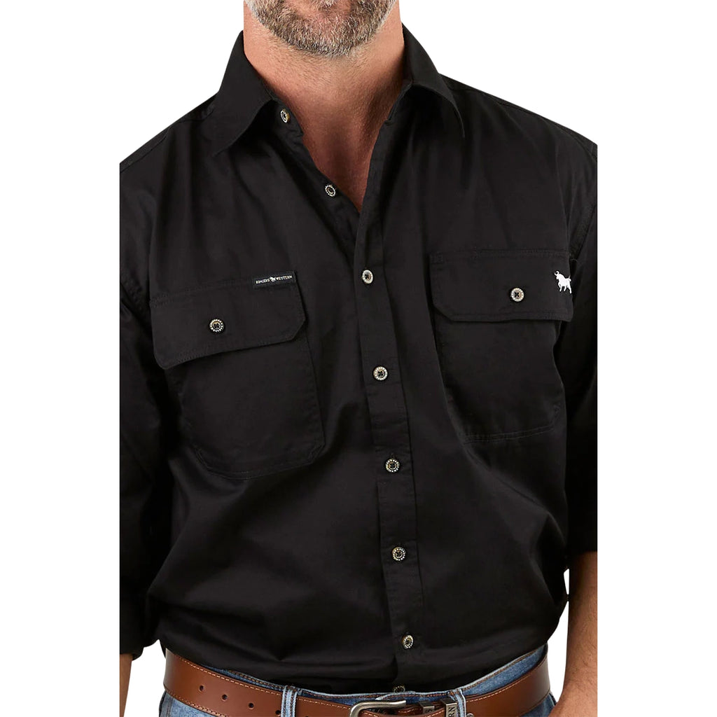 Ringers Western Mens King River L/S Full Button Workshirt (171110001) Black