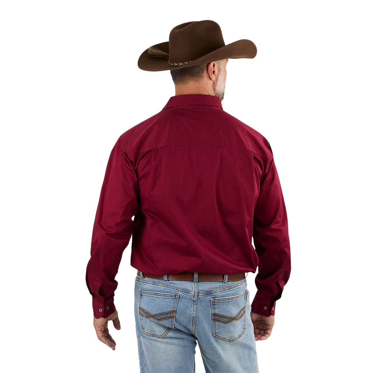 Ringers Western Mens King River Full Button L/S Work Shirt (171110001) Burgundy