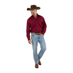 Ringers Western Mens King River Full Button L/S Work Shirt (171110001) Burgundy