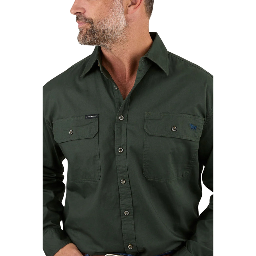 Ringers Western Mens King River Full Button L/S Work Shirt (171110001) Cargo Khaki